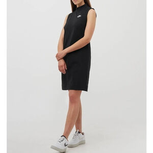 Nike Black Mock Neck Logo Jersey Dress Size Medium